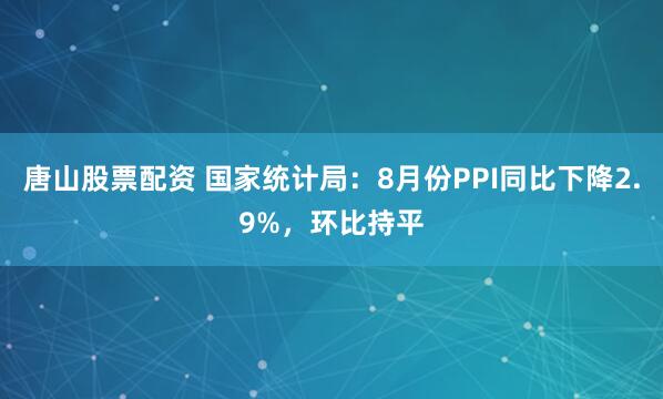 唐山股票配资 国家统计局：8月份PPI同比下降2.9%，环比持平